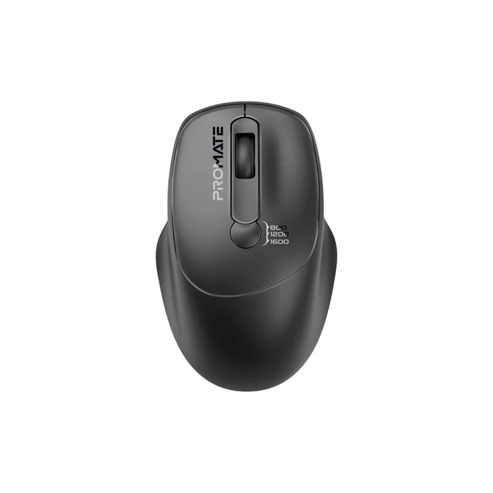 Promate EZGrip Ergonomic Wireless Mouse - Black