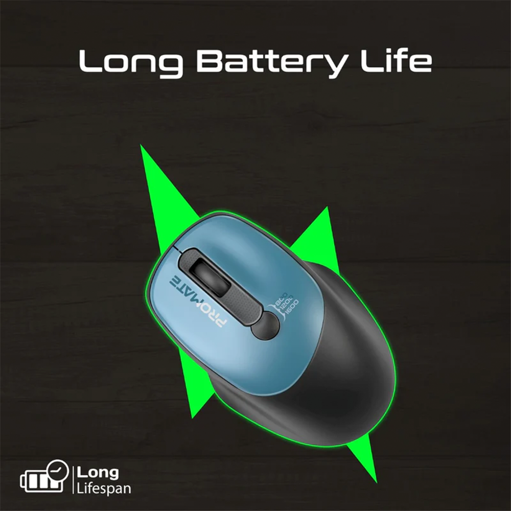 Promate EZGrip Ergonomic Wireless Mouse - Blue - Image 5