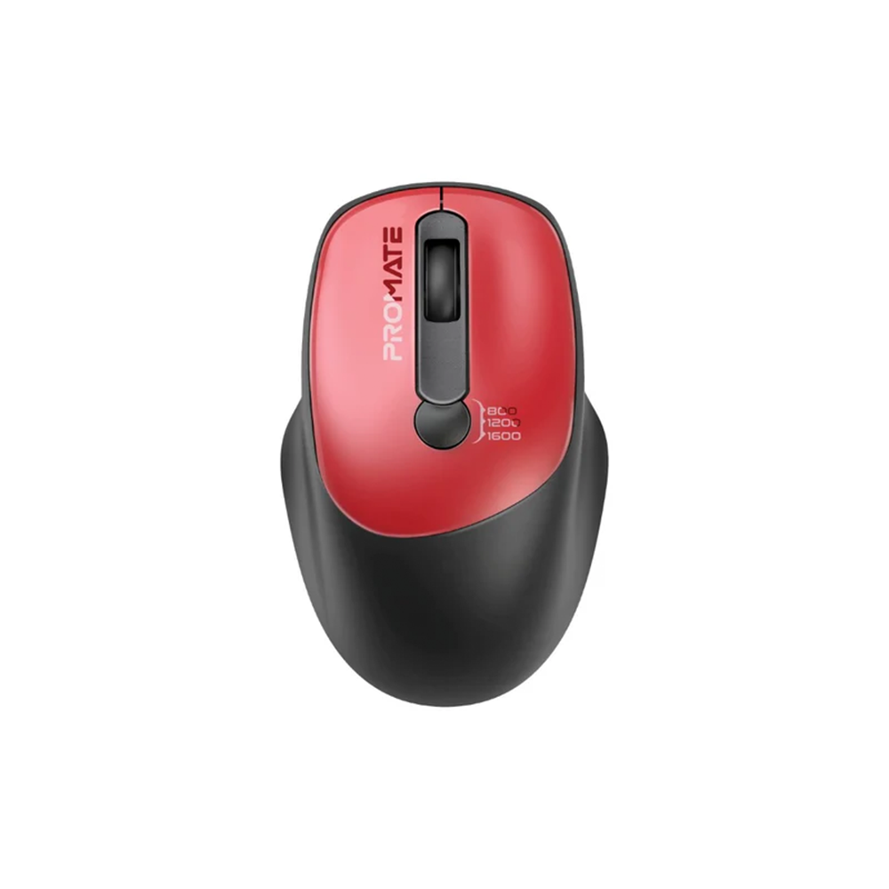 Promate EZGrip Ergonomic Wireless Mouse - Red