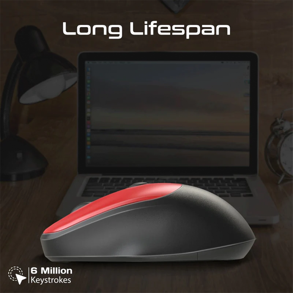 Promate EZGrip Ergonomic Wireless Mouse - Red - Image 4
