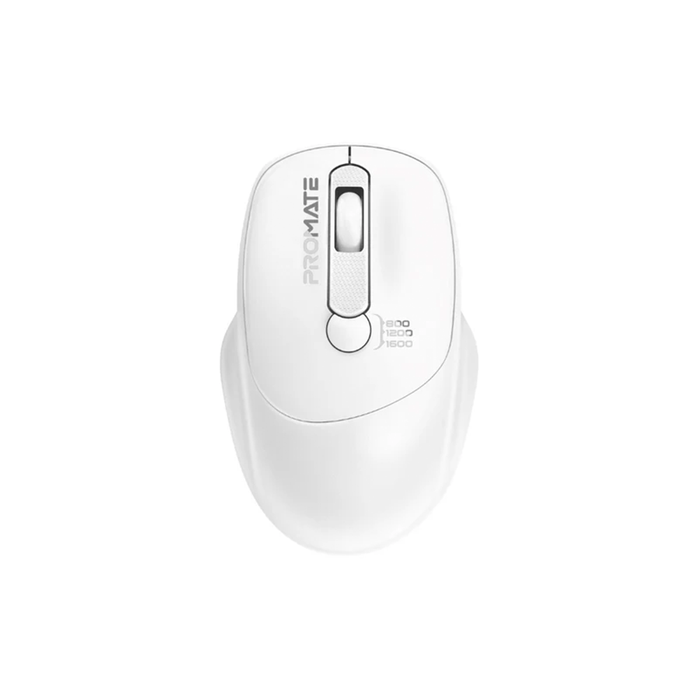 Promate EZGrip Ergonomic Wireless Mouse - White