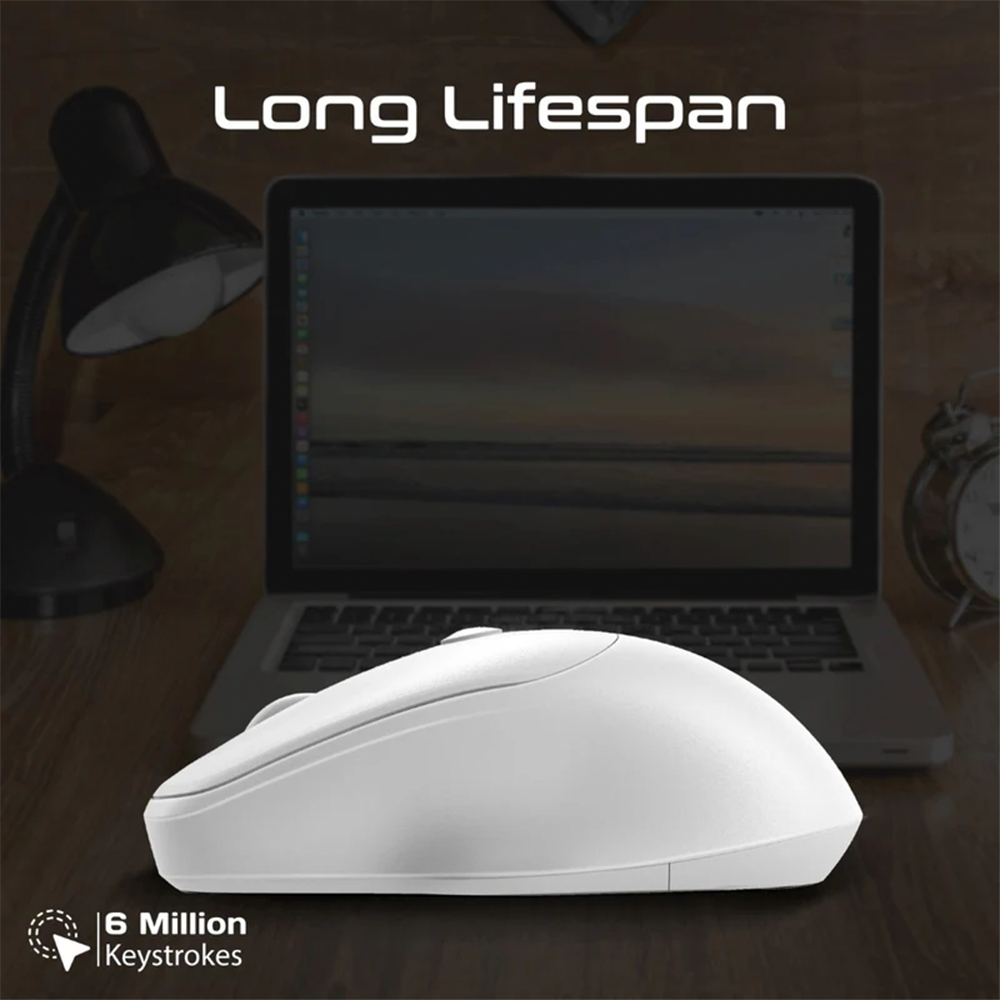 Promate EZGrip Ergonomic Wireless Mouse - White - Image 2