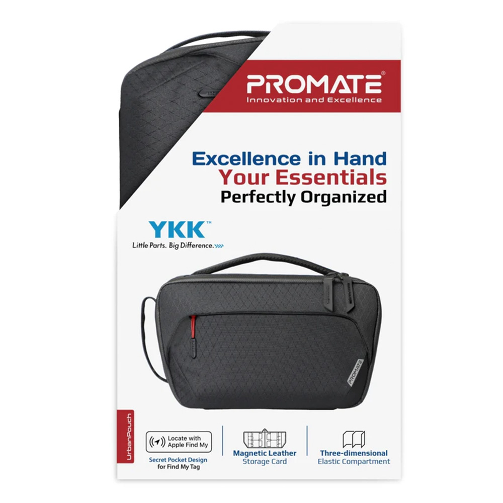 Promate Versatile Tech Essential Organizer Pouch Bag with Multiple Pockets - Black - Image 4