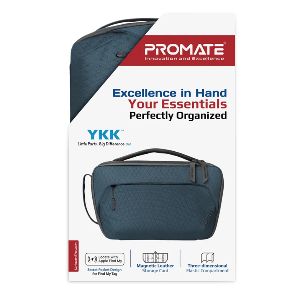 Promate Versatile Tech Essential Organizer Pouch Bag with Multiple Pockets - Blue - Image 4