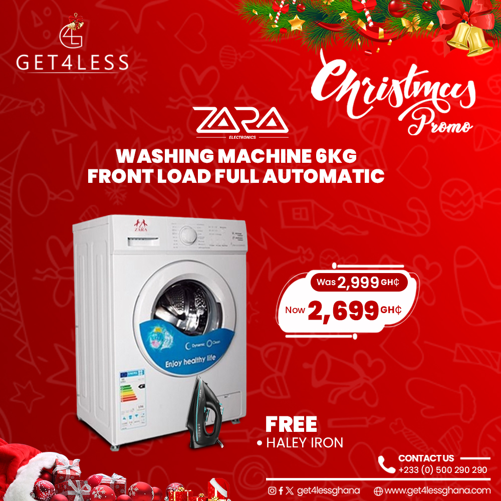 Zara Washing Machine 6KG Front Load Full Automatic White With Free Haley Steam Iron
