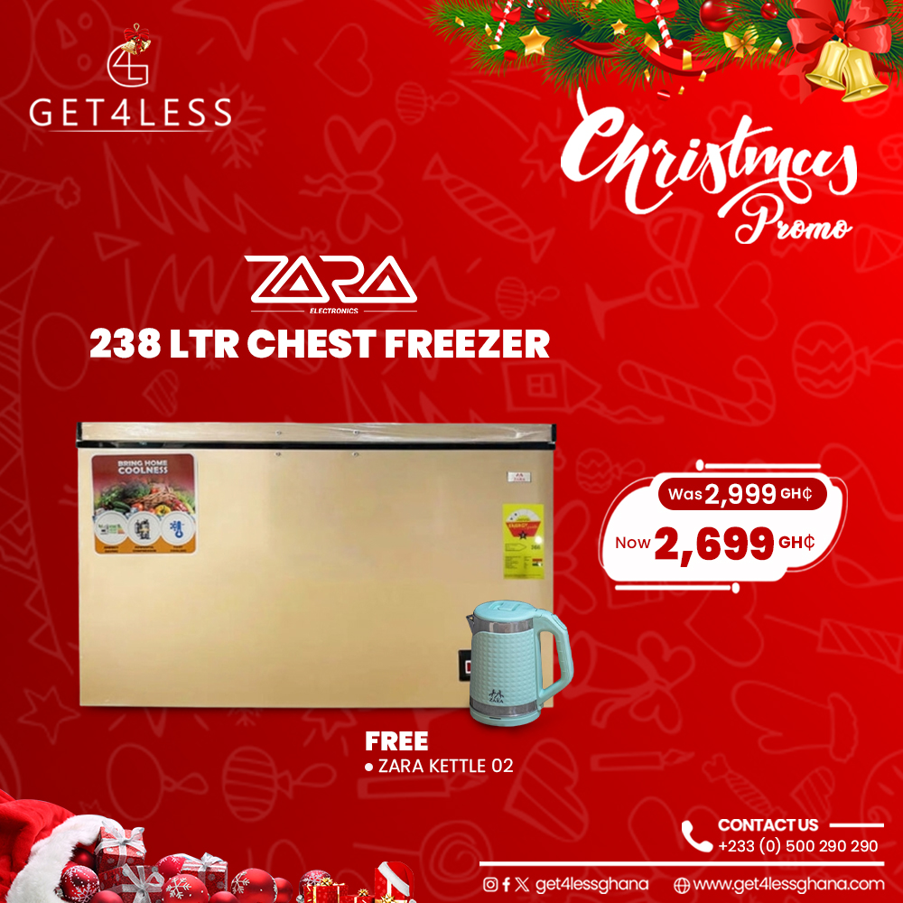 Zara Freezer 238 Ltrs Net Gold Lock & Key With Free Kettle