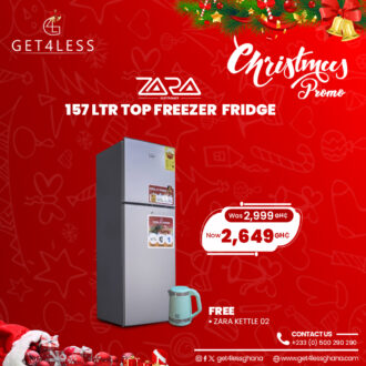 Zara Fridge 157 Litres Top Freezer Lock Dark Silver With Free Kettle