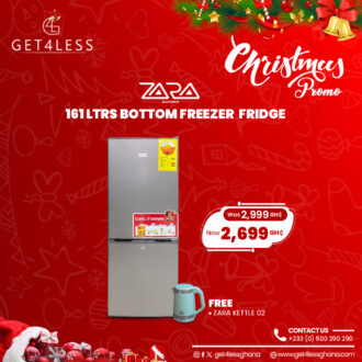 Zara Fridge Bottom Freezer 161 Litres Silver With Free Kettle