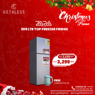 Zara Fridge Top Freezer 205Ltr Silver Key With Free Kettle