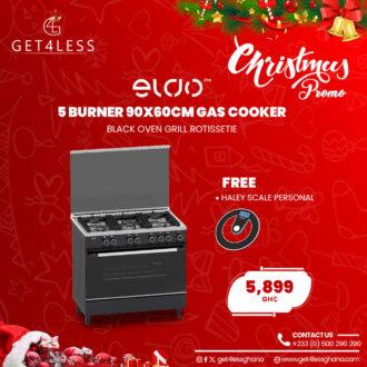 Eldo Gas Cooker 5 Burner 90x60cm Black Oven Grill Rotisserie With Free Haley Scale Personal