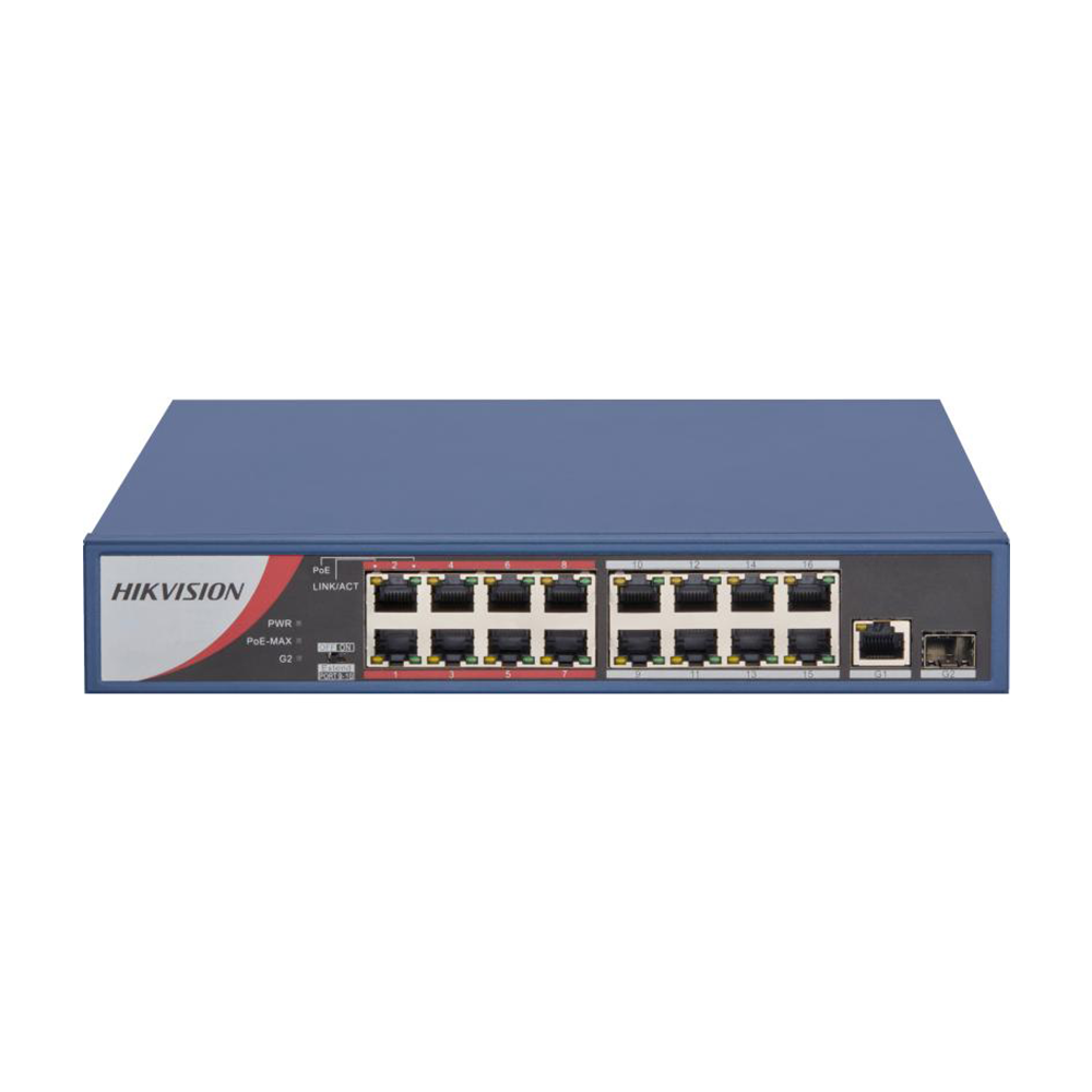 Hikvision 16 Port Fast Ethernet Unmanaged POE Switch
