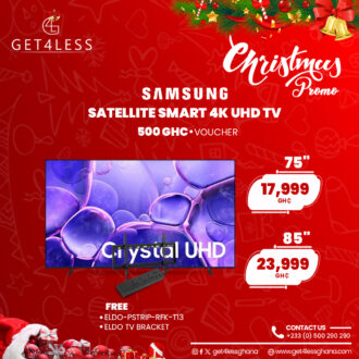 Samsung Tv 75 Satellite Smart 4K Uhd with Free Eldo Power Strip, TV Bracket/GHc500 Gift Voucher
