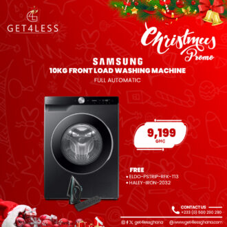 Samsung Washing Machine 10kg Front Load Full Automatic With Free Eldo Power Strip And Haley Steam Iron Black