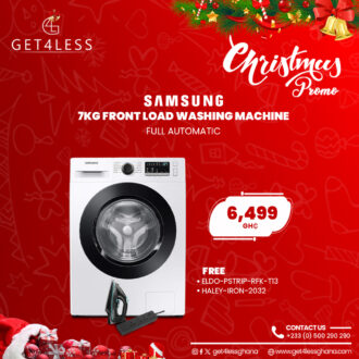 Samsung Washing Machine 7Kg Front Load Full Automatic With Free Eldo Power Strip And Haley Steam Iron Black