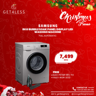 Samsung Washing Machine 8kg Bubble Soak Panel Display Led With Free Eldo Power Strip And Haley Steam Iron Black