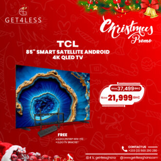 TCL TV 85 Smart Satelite Android QLED 4K With Free Eldo Bracket And Eldo Pro Power Strip