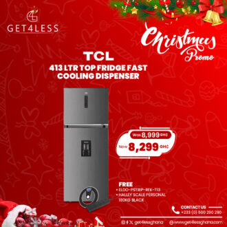 TCL Fridge Top Fridge 413 LTR Fast Cooling Dispenser Silver with Free Halley Scale And Eldo Pro Power Strip