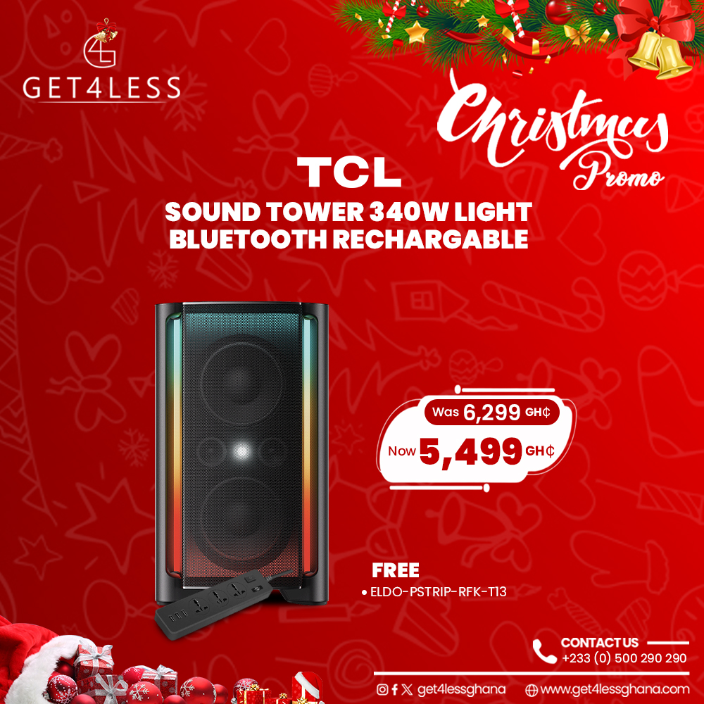 TCL Sound Tower 340W Light Bluetooth Rechargable With Free Eldo Pro Power Strip
