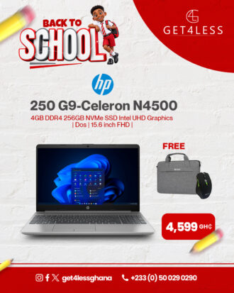 HP 250 G9-Celeron N4500 4GB DDR4 256GB NVMe HDD Intel UHD Graphics Dos 15.6 inch FHD Dark Ash Silver with Free Eldo Bag and Mouse