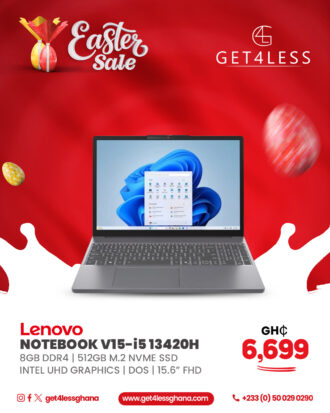 Lenovo NoteBook V15 Core i5 13420H 8GB DDR4 RAM 512GB SSD 15.6 FHD Silver Color