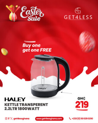 Haley Kettle Transparent 2.2 Ltr 1800Watt Buy One Get One Free