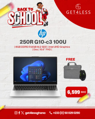 HP 250R G10-C3 100U 8GB DDR5 512GB M.2 SDD Intel UHD Graphics Dos 15.6 inch FHD with Free Eldo Bag and Mouse