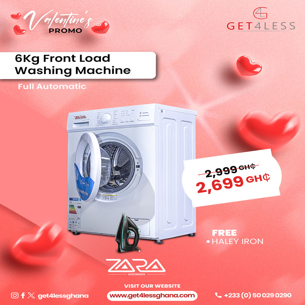 Zara Washing Machine 6KG Front Load Full Automatic White with free Haley Steam Iron