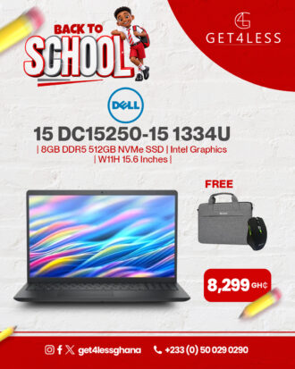 Dell 15 DC15250-i5 1334U 8GB DDR5 512GB NVMe SSD Intel Graphics W11H 15.6 Inches FHD Touch with Free Eldo Bag and Mouse