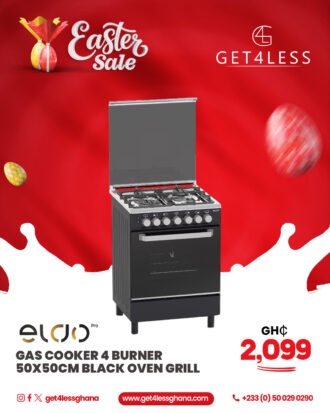 Eldo Gas Cooker 4 Burner 50x50cm Black Oven Grill