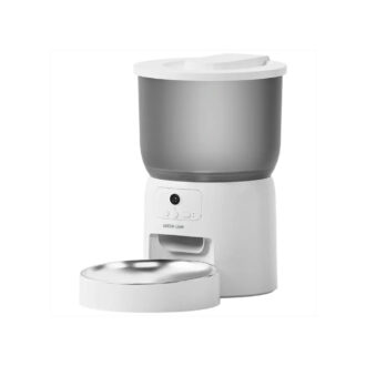 Green Lion Smart Pet Feeder with Stainless Steel Bowl - white
