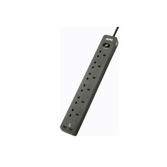 APC Surge Arrest Essential Surge Protector 6X BS1363 OutLet PLug/2 USB Port  2 Meter