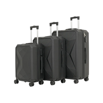 Levelo Romeo ABS Set of 3 Travel Luggage 20, 24, & 28 Inch - Black