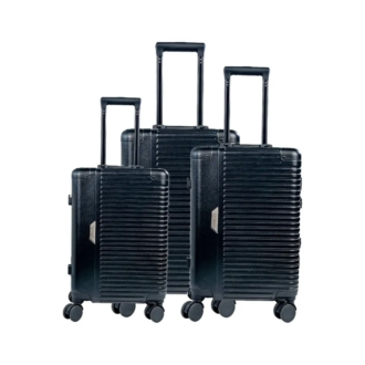 Levelo Travelo Aluminum & PC Set of 3 Travel Luggage - Metallic Black
