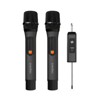 Porodo Soundtec Duo Mic Aluminum Rechargeable Wireless Microphone - Black