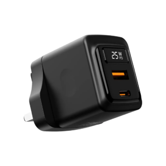 Porodo GaN 25W Dual-Port Wall Charger - Black