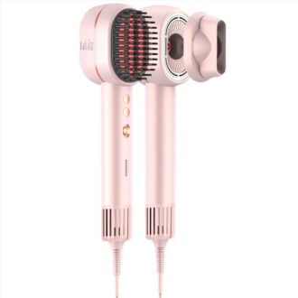 Porodo 2-In-1 Hair Dryer & Straightener Brush with Smart Temperature Control - Pink