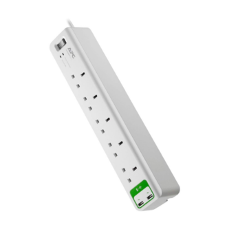APC Essential Surge Arrest 5 Outlets With 5V 2.4A 2 Port USB Charger 230V UK