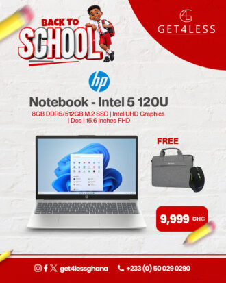 HP 15-FD0912TU-Intel 5 120U 8GB DDR4 512GB M.2 SSD 15.6 Inches FHD Black with Free Eldo Bag and Mouse