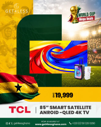 Tcl Tv 85 Smart Satellite Anroid -Qled 4K with Free Eldo Bluetooth Speaker and TV Guard