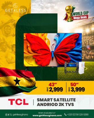 TCL TV 43 Smart Satellite Android 2K FHD QLED with Free Eldo Stand TV Cart and Guard