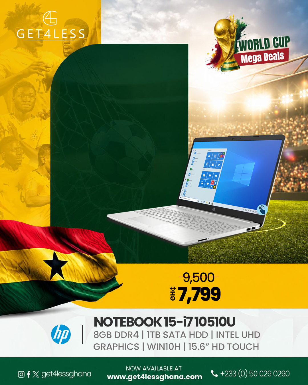 HP NoteBook 15 - Core i7 G10 8GB RAM 1TB HDD 15.6" Touch