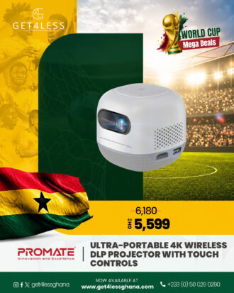 Promate Ultra-Portable 4K Wireless DLP Projector With Touch Controls