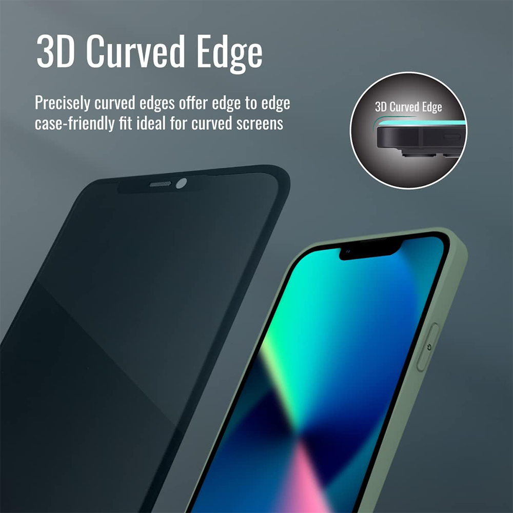 Promate Screen Protector for Iphone 12 AND 12 PRO 3D Curve Drop Protector Clear Privacy - Image 4