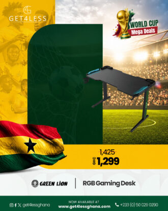 Green Lion RGB Gaming Desk - Black