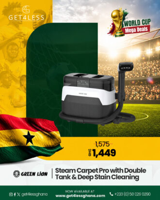 Green Lion Steam Carpet Pro with Double Tank & Deep Stain Cleaning - Black