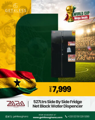 Zara Fridge Side By Side 527 Litres Net Black Water Dispenser