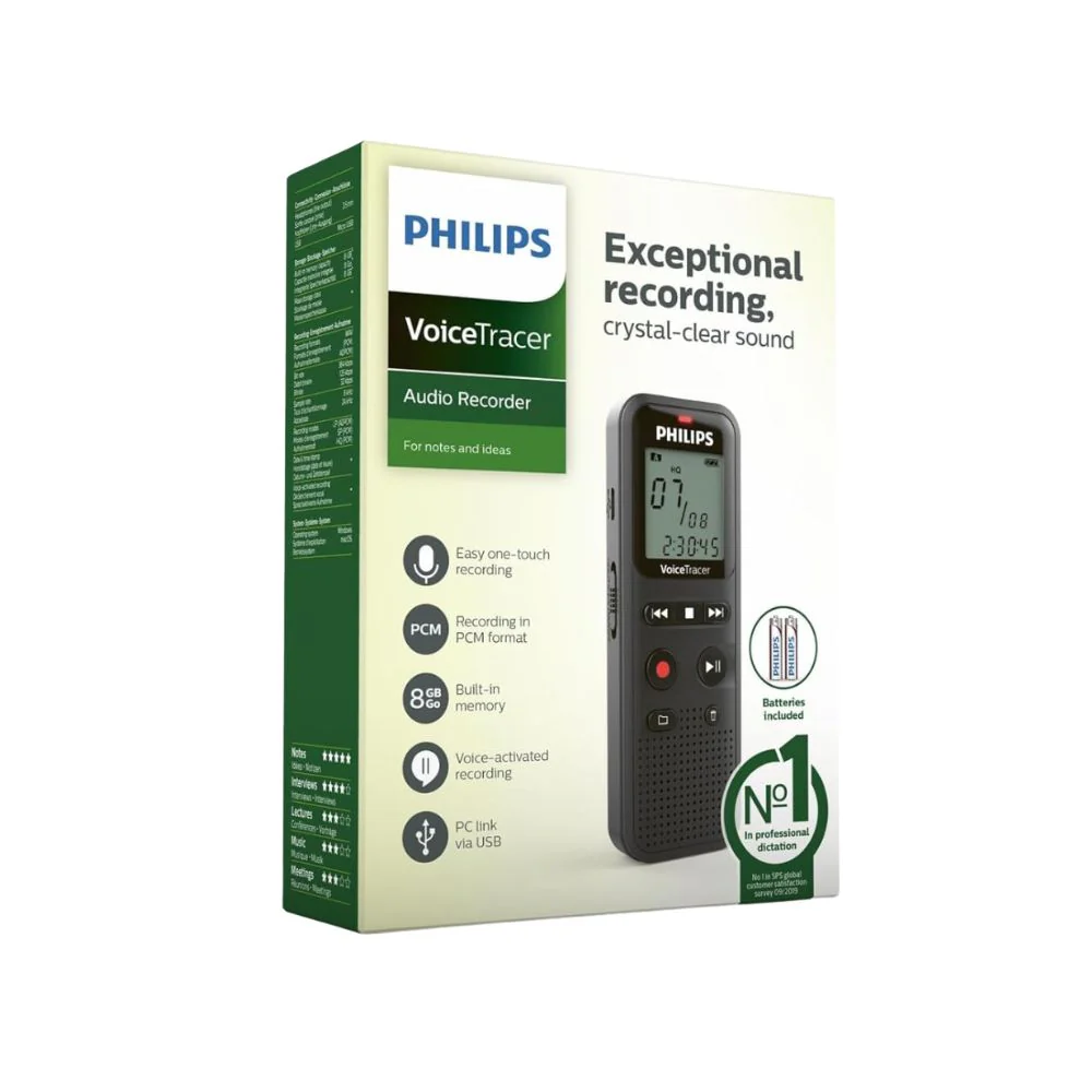 Philips Voice Recorder 8Gb1.3 LCD Display Two AAA Battery Life up to 44 Hours - Image 2