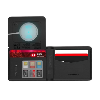 PromateAnti-Loss Slim Leather Wallet with RFID Protection &amp; Smart Tracking