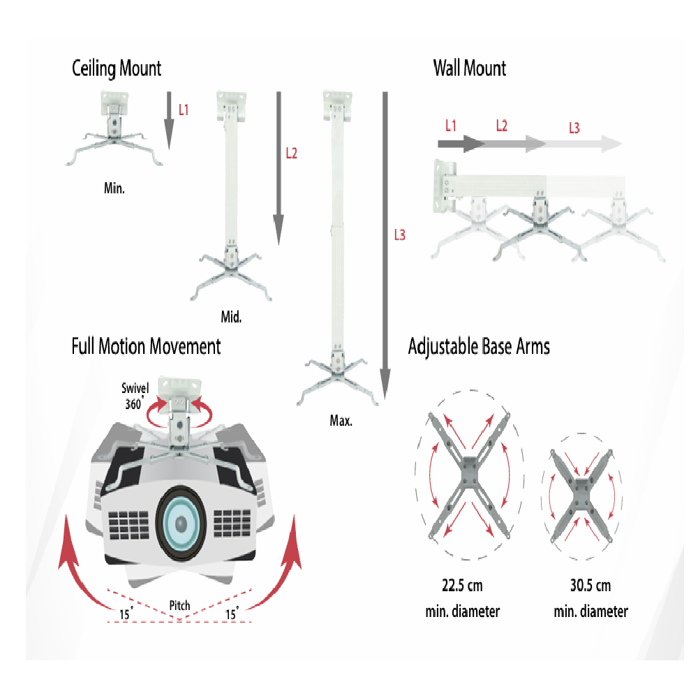 Universal Projector Ceiling Mounts - Image 2
