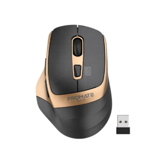 Promate 2.4GHz Ergonomic 2200 DPI Silent Click Wireless Mouse - Gold
